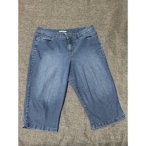 Bandolino Blu Women's 14 Mandie Denim Capris Blue Embroidered Pockets Stretch